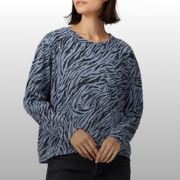 SUNDRY x Anthropologie Blue Black Zebra Stripes Top Size Medium - Picture 1 of 8